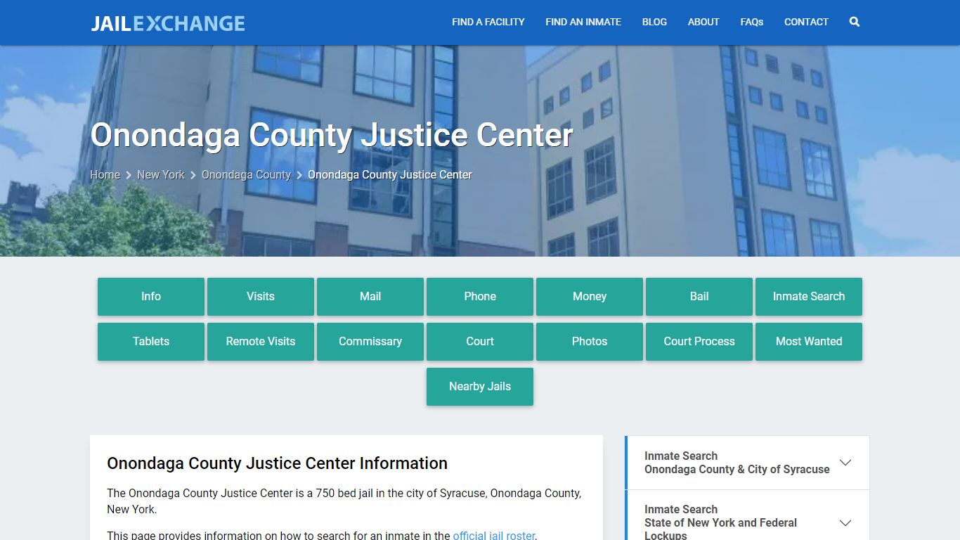 Onondaga County Justice Center, NY Inmate Search, Information